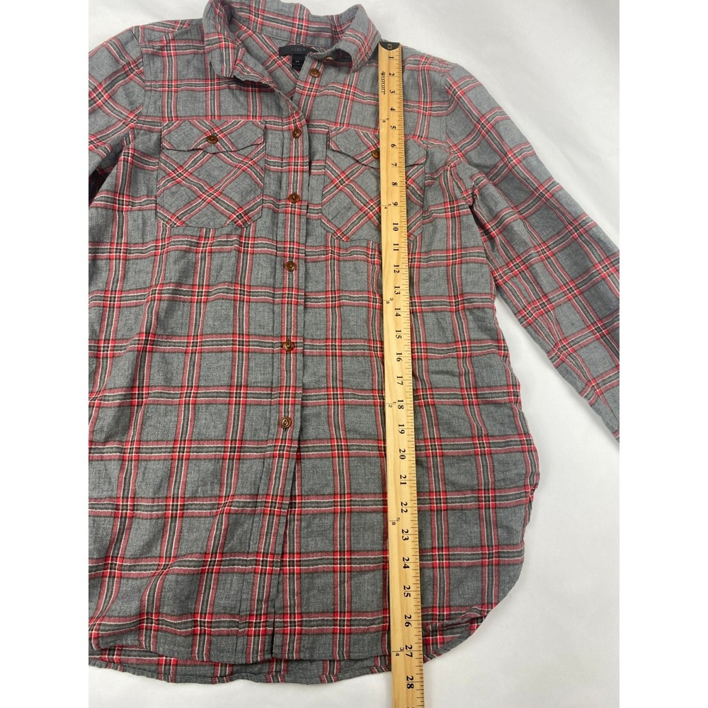 J. Crew Plaid Tunic Shirt Women's Size 4T Tall Gray Red - Picture 9 of 15